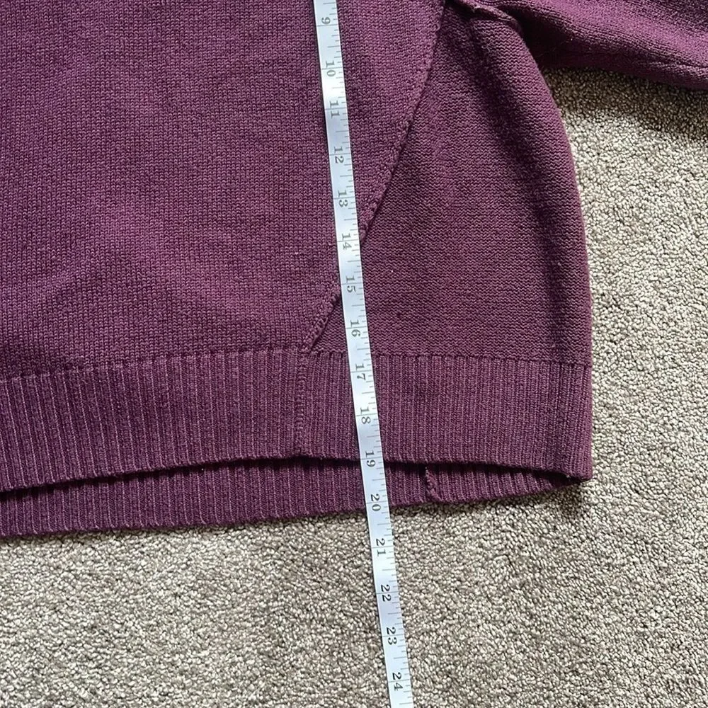 Athleta Kinsley Wool Blend Sweater Crop V Neck Purple Knit Top Size Large